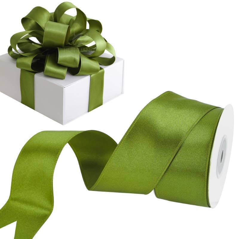 lot 26266 image: Olive Green Wired Ribbon 1-12 inch Olive Satin Wire Ribbon for Wreaths, Bows Making, Gift Wrapping, Wedding Bouquet, Garland, Home Decor, Crafts, Christmas Tree Bows-Continuous 10 Yards - Retail $10