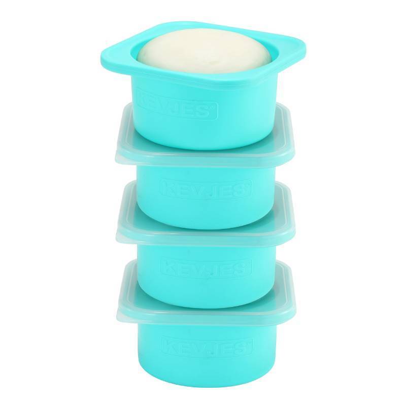 lot 26759 image: 1000ml Pizza Dough Proofing Containers for DIY family Artisan Pizza, Food Grade Silicone Stackable Boxes with Lids, Freezer, Fridge, Dishwasher Safe,4sets(Blue) - Retail $40