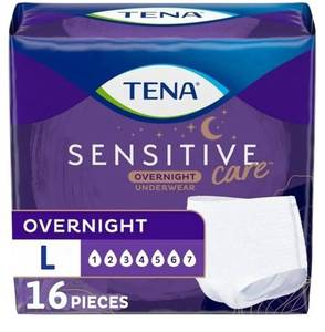 lot 16553 image: TENA Sensitive Care Overnight Incontinence Underwear for Women Large. 16 Count. - Retail $14