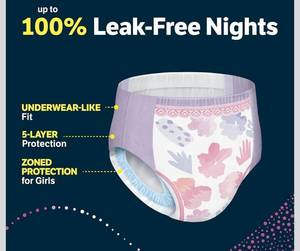 lot 16559 image: Goodnites Girls Nighttime Bedwetting Underwear, Size Extra Large (95-120 lbs), 21ct. - Retail $21