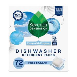 lot 16576 image: Seventh Generation Dishwasher Detergent Packs for sparkling dishes Free & Clear Dishwasher Tabs (72 Count) Some Pod Appear to have Broke Open in One Bag. - Retail $22