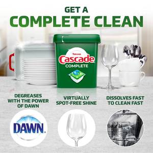 lot 16583 image: Cascade Complete Dishwasher Pods - Fresh Scent Action Pacs, Dishwasher Detergent, Dishwasher Soap, Detergent Pods, Count Unknown - Retail $20