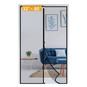 lot 16590 image: Magnetic Screen Door for 32x80 Doors, Screen Size 34x81 High-Density Fiberglass Mesh with Powerful Magnets & Windproof Hasp for FrontBack Patio Doors, Black - Retail $23