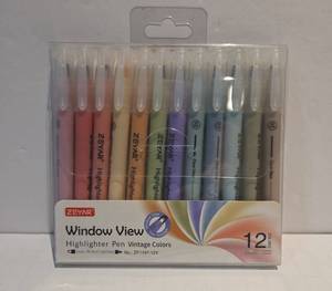 lot 16593 image: ZEYAR Window View Highlighter Pen Set 12 Colors - Retail $8