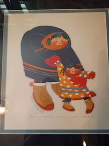 lot 901 image: Framed Art print Rie Munoz.  Eskimo Mother and Child. 398750.  16 x 14