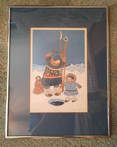 Framed Art print Rie Munoz.   Ice Fishing.  437/750.  17 x 13