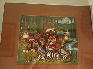 lot 906 image: Framed Art.   Animals.  16 x 20