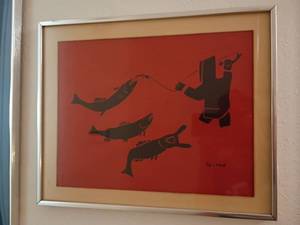 lot 912 image: Framed Art.   Artist Kalvar.   13 x 17