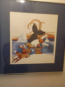 lot 913 image: Framed Art print Rie Munoz.   Whale.  179750.  20 x 20