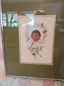 lot 924 image: Native American Baby Print.  Artist signature.   5742000 14 x 12