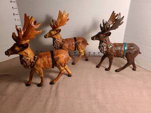lot 1106 image: Set of Reindeer Figurines with Harnesses, 8.5in tall