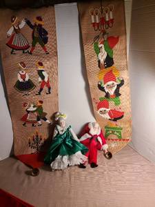 lot 1114 image: Christmas Holiday Decorations Bundle with Bell Pulls and Dolls