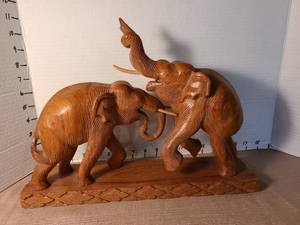 lot 1152 image: Handcarved wooden elephant figure from Thailand