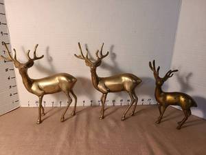 lot 1155 image: Brass Deer Figurines Set of Three