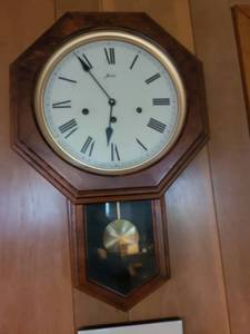 lot 1173 image: Floid Octagonal Wood Wall Clock with Pendulum, 20in tall