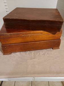 lot 1211 image: Two wooden silverware storage boxes