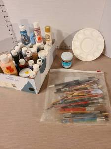 lot 1327 image: Artists paints and brushes.