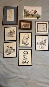 lot 1401 image: Mixed Collection of Framed Art and Prints largest is 16 x 12
