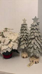 lot 1408 image: Two Glittered Trees and White Poinsettia