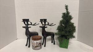 lot 1415 image: Reindeer Candle Holders, Tree and more