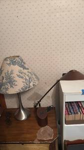 lot 1501 image: Table Lamp with Toile Pattern Shade and Adjustable Arm Lamp