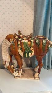 lot 1521 image: Tang Dynasty Style Glazed Ceramic Horse Figurine14x18