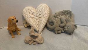 lot 1523 image: Decorative Angel Wings Heart Wall Plaque with Winged Animal Figurines and more