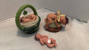lot 1543 image: Fantasy Baby Fairy Figurines with Clay Polymer Baby
