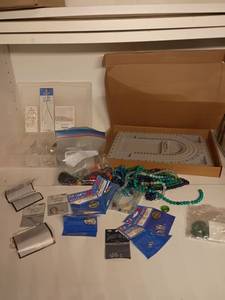 lot 1612 image: More Jewelry Making Items.   Beads, Bead Design Board, Sterling Silver Jump Rings, Split Loop, Kidney Ear Wire and More