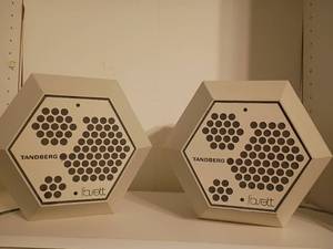 lot 1618 image: Tandberg Fascett hexagonal space age 10 inch 2-way speakers