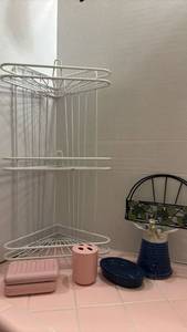 lot 1706 image: Corner Bathroom Rack, Toothbrush Holder, Soap and more
