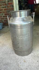 lot 2003 image: Vtg Aluminum Milk Can with Handles Steffens Wichita
