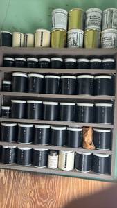 lot 2006 image: Organized Nails in cans with labels and more. Shelf is 30x30 bring tools to remove