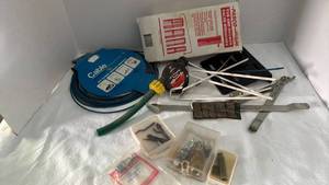 lot 2132 image: Mixed Tool and Hardware with Cable, Measuring Tools, and Tub Shower Valve Wrenches and more