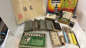 lot 2224 image: Speedball Block Printing and Calligraphy Set with Brayers and Linoleum