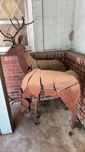 lot 3004 image: Metal Reindeer Garden Sculpture Tallest is 5 ft 2 inches