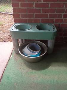 lot 3103 image: Doggie Bowls with Plastic Raised Bowls.  13 x 23 x 12
