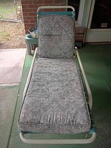 lot 3104 image: Outdoor Chaise Chair with Cushion.  Cushion needs cleaned