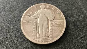 lot 2 image: 1930 Standing Liberty Quarter Dollar Silver Coin 90% Silver