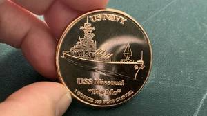 lot 7 image: 1 oz 999 Fine Copper Round USS Missouri Big Mo US Navy Design