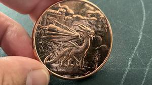 lot 9 image: 1 oz 999 Fine Copper Round Dragon Design - Celtic Lore