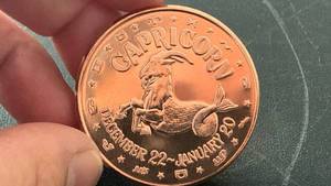 lot 10 image: 1 oz 999 Fine Copper Round Capricorn Zodiac Signs Design