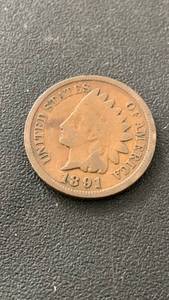 1891 Indian Head One Cent Penny US Coin