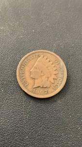 lot 19 image: 1907 Indian Head One Cent Penny US Coin