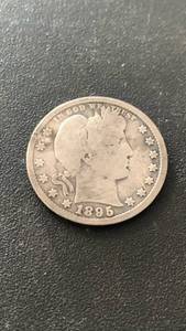 lot 25 image: 1895 Barber Quarter Dollar Silver Coin 90% Silver