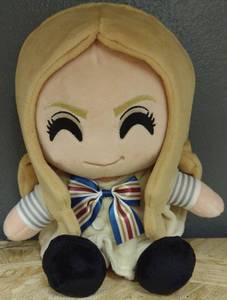lot 357 image: Anime School Girl Character Plush Doll with Blonde Hair and Striped Bow GS80