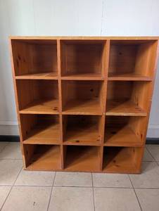 lot 1004 image: Large 12 Cube Wooden Storage Organizer - 16x39x41.5 in
