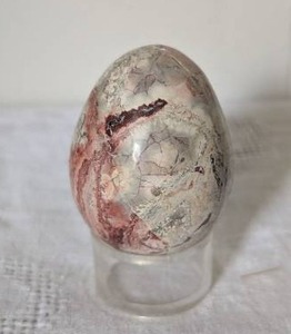 lot 2005 image: Polished Stone Egg with Red and Gray Patterns (Laced Agate)
