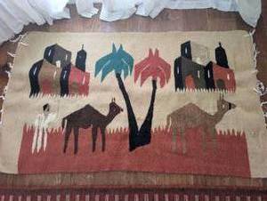 lot 2500 image: Middle Eastern Woven Wall Tapestry with Desert Scene