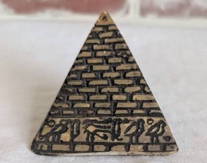 lot 3008 image: Egyptian Pyramid Mini Replica with Hieroglyphic Details - 3 in